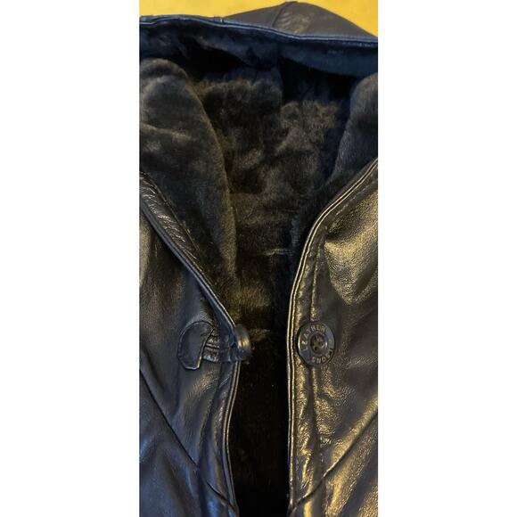Wilsons Blk Leather Sz XL Longer Faux Fur Lined Reversible Pockets Tie Full Zip - Picture 13 of 13